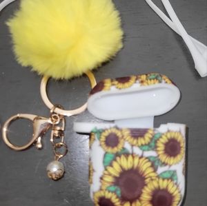 Sunflower print airpod case with keychain